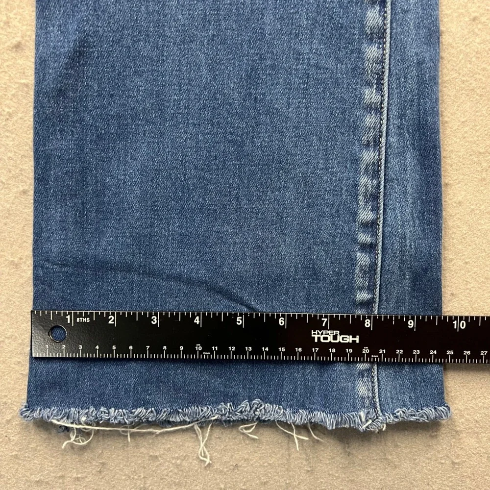 KanCan Distressed Flare Jeans Medium Wash Blue Frayed Hem KC7344M Size 9/28